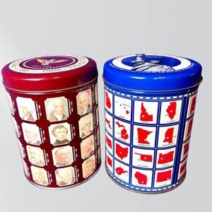 Vintage 1980s Valleybrook Farms Presidents & States Collectible Tins